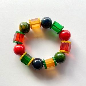 Vintage Red/Green Bakelite and Lucite Bracelet